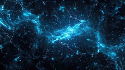 Poster - Abstract picture of colorful particle with sparkle electric style design connect become energy structure represent connection of molecule pattern or atom between space with mysterious scene. AIG53.