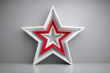 Poster - Minimalist star icon in red white and blue overlapping in clean geometric layout