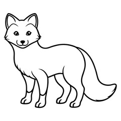  Arctic Fox line art vector illustration and white background