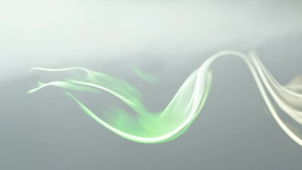 Poster - Ethereal green smoke flowing gracefully against a soft gray background  