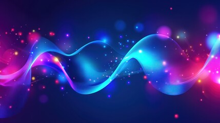 Fototapete - Abstract Neon Wave Background: Vibrant Blue and Pink Energy
