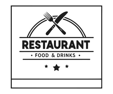 Vintage Restaurant Logo Design – Fork and Knife Centrepiece for Food Branding. 