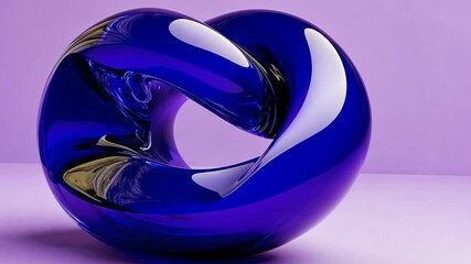 Poster - Blue glass sculpture, abstract art, purple background, studio shot, design element