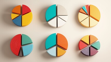 Poster - Portfolio diversification shown through colorful pie charts