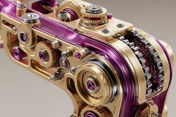 Poster - Intricate machinery showcasing vintage gears and modern design in vibrant colors