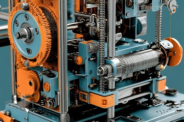 Poster - Intricate mechanical parts showcase technology and engineering in a well-designed machine assembly