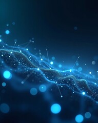 Aufkleber - abstract digital wave with glowing particles and lines in a gradient of blues, representing connectivity and technological innovation