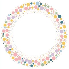 Poster - Colorful circle of dots in various sizes and shades on a white background.