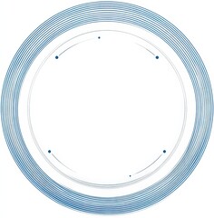 Poster - Abstract circular design with concentric lines and blue dots.