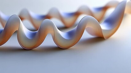 Poster - Abstract wavy forms, light background, 3D render, design element