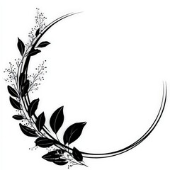 Poster - Elegant circular floral design featuring leaves and delicate blossoms.