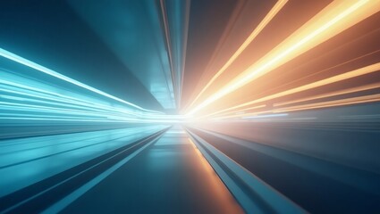 Aufkleber - Abstract blurred motion of light streaks in futuristic tunnel with light speed glow effect