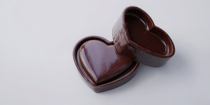 Isolated heart-shaped chocolate box with other love elements on white.