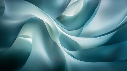 Poster - Abstract Teal Fabric Drape Elegant Soft Flowing Waves Texture Background Design Modern Style Smooth Subtle Gradient Hues Blue Green Shades Artistic Photography Image for Website Banner Wallpaper Print