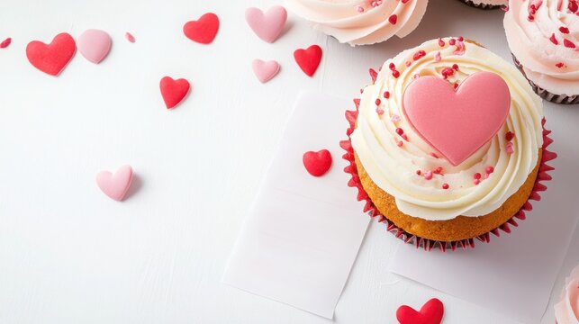 Isolated cupcake for Mom with a loving note on white background.
