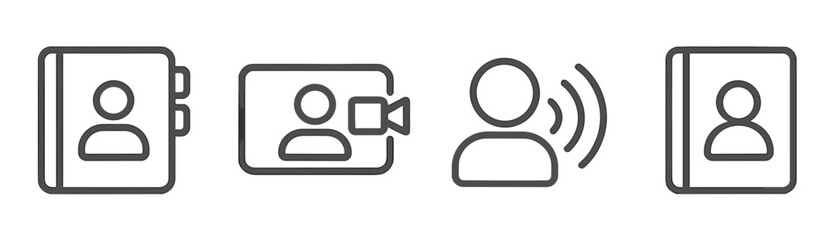 Poster - Set of line style icons representing communication tools and contacts for modern digital interaction