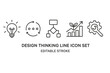© Alan - Design thinking line icon set featuring symbols of innovation and problem-solving for creative processes