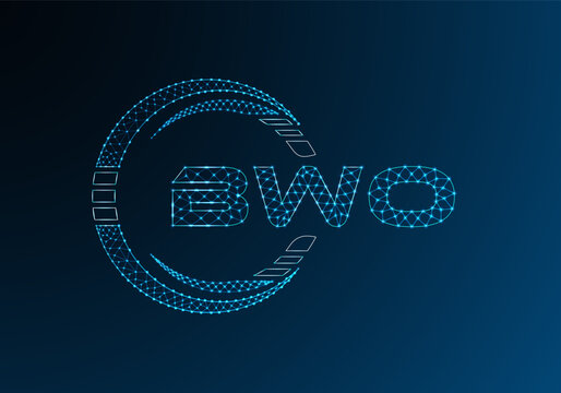 BWO low poly letter logo vector design. BWO lower poly logo design.