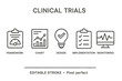 © Alan - Icons depicting various stages of clinical trials in a clean line style for educational and professional use