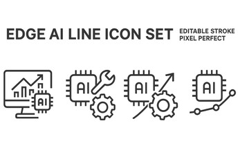  - Edge AI line icon set featuring multifunctional designs for technology and innovation representation