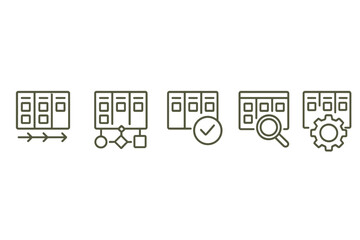Poster - Line style icons illustrating task management processes for organized workflow optimization
