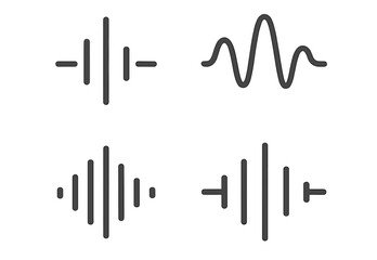 Fototapete - Set of line style icons depicting various sound waveforms for digital design and creative projects