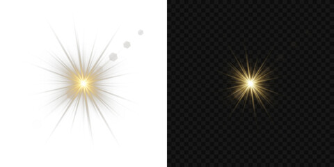 Wall Mural - radiant flare overlays enhance photos with golden tone. transparent lens burst spreads in smooth sun