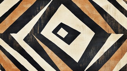 Poster - A tribal-inspired geometric pattern featuring bold, angular lines and repeating motifs in earthy tones