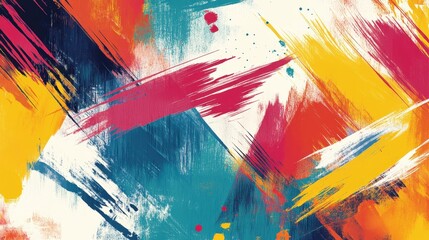 Fototapete - A dynamic abstract pattern with bold brush strokes and splashes of vibrant colors, creating an energetic and artistic composition