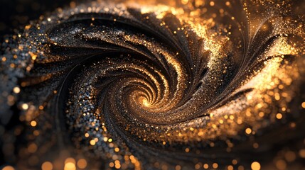Poster - A dynamic swirling gold glitter vortex creating a mesmerizing and elegant composition