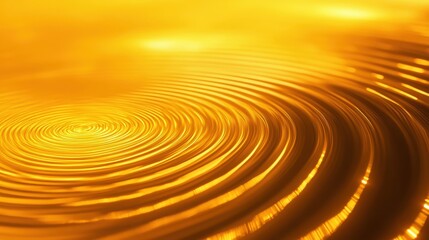 Fototapete - A dynamic yellow geometric background with concentric circles forming a glowing ripple effect