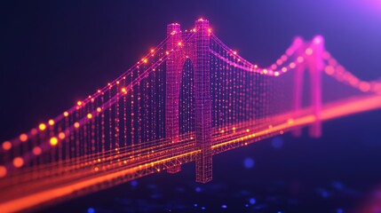 Poster - Futuristic Visualization of a Smart City Bridge Highlighting Digital Infrastructure and Connectivity in Urban Environments