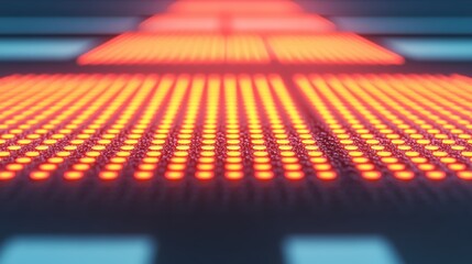 Poster - Modern Smart City Infrastructure with LED Lighting Displaying Bright Red Patterns for Urban Planning and Development Concept