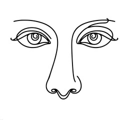Aufkleber - Abstract single line drawing of a face in minimalistic style  