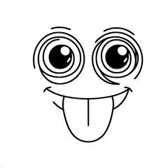 Poster - Playful cartoon face with large eyes and tongue sticking out  