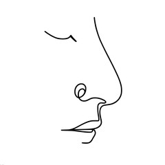 Poster - Minimalist line art of a face profile with serene expression  
