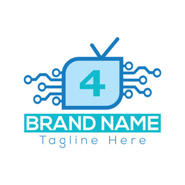 Abstract 4 letter modern initial Tech lettermarks logo design Television logo vector design template
