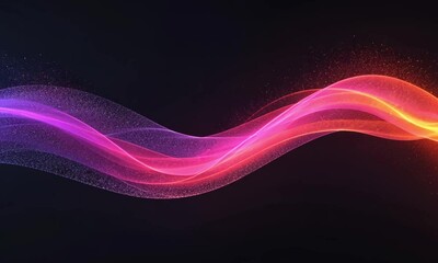 Poster - Bright sound waves move leftward with glowing colors across a dark scene made with Generative AI technology

