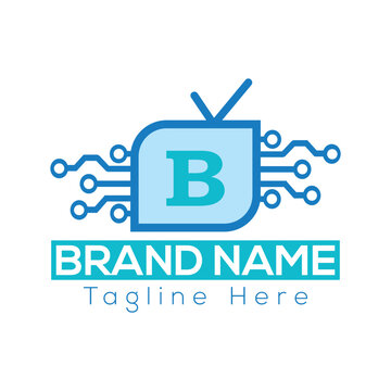 Abstract B letter modern initial Tech lettermarks logo design Television logo vector design template