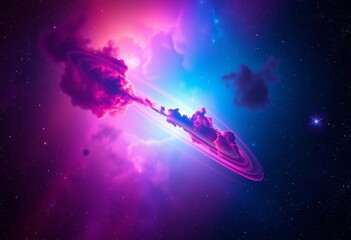 Wall Mural - celestial nebula, vibrant hues, cosmic dust clouds, galaxy, dark
