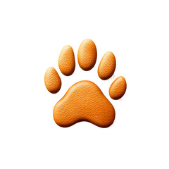Poster - Striking and minimalist close up view of a stylized vibrant orange animal paw print set against a clean white background with strong symmetry and attention to detail