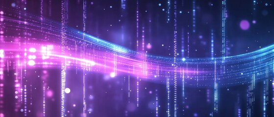 Poster - abstract digital background with vibrant light trails and bokeh effects