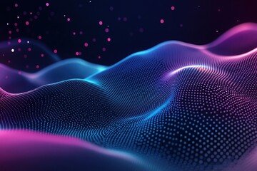 Fototapete - Abstract digital wave patterns in vibrant blue and pink hues