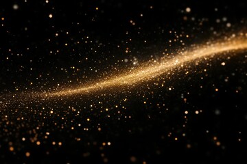 Poster - Golden sparkle trail on black background