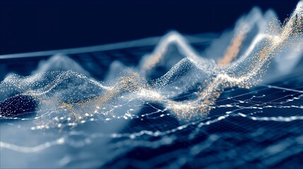 Poster - Abstract representation of market volatility using waves and graphs