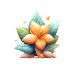 Poster - A beautifully detailed and vibrant of a tropical flower with lush colorful petals and leaves set against a natural backdrop