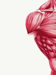 Poster - Floating Red Muscle Illustration Showcasing Anatomical Details With a Clean Design Against a White Background