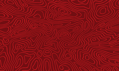 Poster - Crimson labyrinth Topographicstyle map of swirling red lines on a deep red background