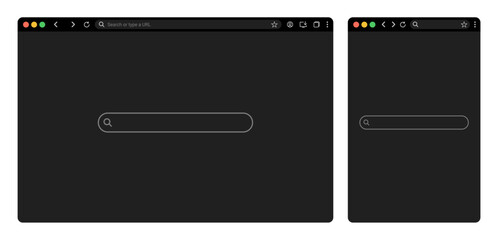 Fototapete - browser Website mockup template. internet browser search engine. Search bar for ui ux design frames for PC, laptop, tablet, and mobile. Vector illustration for UI and web design presentations.	