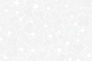 Poster - Geometric harmony nested shapes in subtle gray create a soothing modern pattern